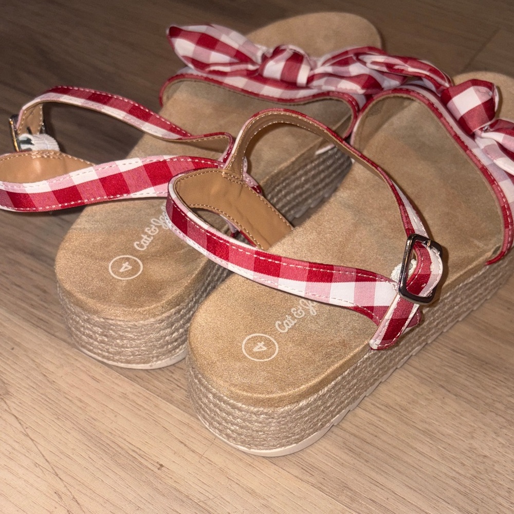 Cat and Jack New Red Checkered Women's platform sandals - Picture 5 of 10
